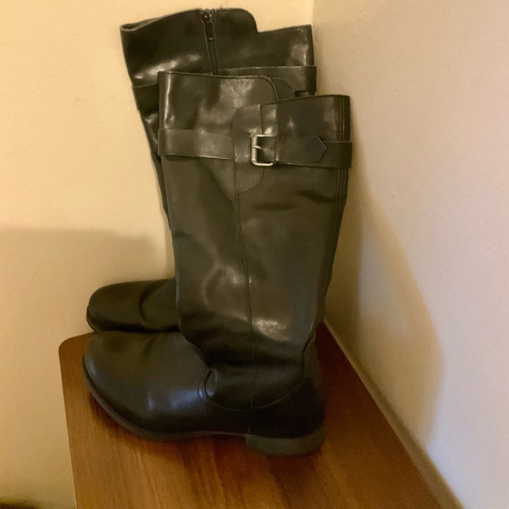 Black leather boots